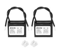 sourcing map 2 Pcs CBB61 Capacitor, 2uF 450V 2-Wire Ceiling Fan Motor Starting Capacitor for Ceiling Fan, Motor Generator, Blower, Exhaust Fan, Black