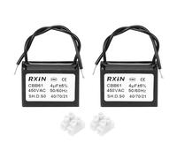 sourcing map 2 Pcs CBB61 Capacitor, 4uF 450V 2-Wire Ceiling Fan Motor Starting Capacitor for Ceiling Fan, Motor Generator, Blower, Exhaust Fan, Black