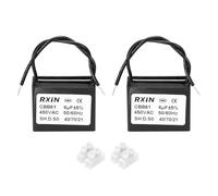 sourcing map 2 Pcs CBB61 Capacitor, 6uF 450V 2-Wire Ceiling Fan Motor Starting Capacitor for Ceiling Fan, Motor Generator, Blower, Exhaust Fan, Black
