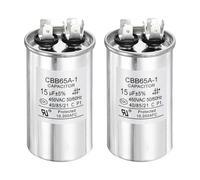 sourcing map 2 Pcs CBB65 Capacitor, 15uF 450V Run Round Capacitor for AC Electric Motor Start HVAC Compressor Generator Air Condenser Straight Cool Heat Pump