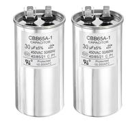 sourcing map 2 Pcs CBB65 Capacitor, 30uF 450V Run Round Capacitor for AC Electric Motor Start HVAC Compressor Generator Air Condenser Straight Cool Heat Pump