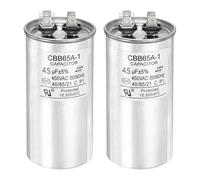 sourcing map 2 Pcs CBB65 Capacitor, 45uF 450V Run Round Capacitor for AC Electric Motor Start HVAC Compressor Generator Air Condenser Straight Cool Heat Pump