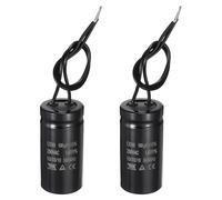 sourcing map 2 Pcs CD60 Run Capacitor, 100uF 250VAC 50/60Hz 2 Black Wires CD60 Motor Starting Capacitor for Washing Machine, Air Compressor, Refrigerator, Black