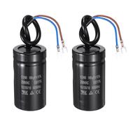 sourcing map 2 Pcs CD60 Run Capacitor, 100uF 250VAC 50/60Hz 2 Wires CD60 Motor Starting Capacitor for Washing Machine, Air Compressor, Refrigerator, Black