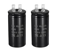 sourcing map 2 Pcs CD60 Run Capacitor, 100uF 250VAC 50/60Hz CD60 Motor Starting Capacitor for Washing Machine, Air Compressor, Refrigerator, Black