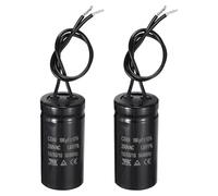 sourcing map 2 Pcs CD60 Run Capacitor, 150uF 250VAC 50/60Hz 2 Black Wires CD60 Motor Starting Capacitor for Washing Machine, Air Compressor, Refrigerator, Black
