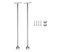 sourcing map 2 Pcs Ceiling Mount Bracket, Wardrobe Pipe Bracket, Shower Curtain Closet Wardrobe Rod Lever Support Holder Pipe Flange Socket 25x450mm/0.98x17.72"
