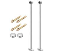 Sourcing Map 2 Pcs Ceiling Mount Curtain Rod Bracket, Fit 25mm/0.98" Pipe Length 500mm/19.69" Stainless Steel Curtain Rod Hooks Hangers for Walls Wardrobe, Silver