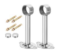 sourcing map 2 Pcs Ceiling Mount Curtain Rod Bracket, Fit 32mm/1.26" Pipe Length 150mm/5.91" Stainless Steel Curtain Rod Hooks Hangers for Walls, Silver