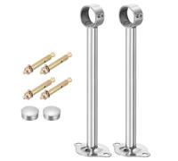 sourcing map 2 Pcs Ceiling Mount Curtain Rod Bracket, Fit 32mm/1.26" Pipe Length 250mm/9.84" Stainless Steel Curtain Rod Hooks Hangers for Walls Wardrobe Pipe Curtain Pipe, Silver