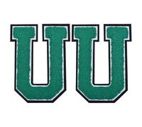 sourcing map 2 Pcs Chenille Letter Patches, 4.7" Sew on Letter U Iron on Patches Large Alphabet Embroidered Appliques for Clothes Bags Hats DIY Craft Supplies, Green