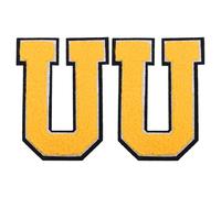 sourcing map 2 Pcs Chenille Letter Patches, 4.7" Sew on Letter U Iron on Patches Large Alphabet Embroidered Appliques for Clothes Bags Hats DIY Craft Supplies, Yellow