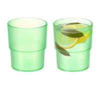 sourcing map 2 Pcs Clear Acrylic Drinking Glasses, 10.1oz Reusable Water Tumblers Matte Texture Water Cup Unbreakable Stackable for Water Juice Beer Cocktail Whiskey, Green
