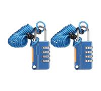 sourcing map 2 Pcs Combination Luggage Lock, 4 Digit Combination Padlock and Flexible Blue Cable (90cm) Travel Locker Locks for Gym Files Cabinet Suitcases Backpack