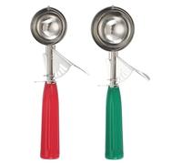 sourcing map 2 Pcs Cookie Scoops, Ice Cream Scoop with Trigger for Baking Cookie Dough Rice Pudding Kitchen Gadget, Red, Green