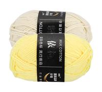 sourcing map 2 Pcs Cotton Yarn Skeins, 87 Yards 50g/1.8oz Sport Weight Soft Yarn 4-Ply Milk Cotton Yarn Ball for Crocheting Knitting DIY Handmade Craft Projects, Light Yellow/Beige