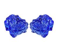 sourcing map 2 Pcs Crystal Decorative Ornaments, 1.7" H Chinese Feng Shui Crystal Figurine Mini Pi Xiu Collectible Decor for Table Home Hanging Decorations, Blue