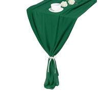 sourcing map 2 Pcs Dark Green Chiffon Table Runner 10FT 27.5" x 118" Light and Elegant Romantic Sheer Table Decoration for Wedding Party Decoration