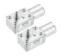 sourcing map 2 Pcs DC 12V 6 RPM Reversible Worm Geared Motor Reducer Motor 6mm D Shape Shaft High Torque Gear Box Reduction Electric Motor for Sweepers, Printers, Ovens