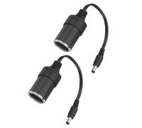 sourcing map 2 Pcs DC 5.5mm x 2.1mm Male to Female Cigarette Lighter Plug Adapter, 20cm 12V Cigarette Lighter Power Supply Cable for Car Charger Car Refrigerator, Silver