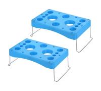 sourcing map 2 Pcs Decorating Piping Bag Holder,11.4 x 7.1 Inch Cake Decorating Bag Stand Baking DIY Tools for Easy Piping, Holds Flower Nails Stainless Steel Feet 12-Cavity, Blue