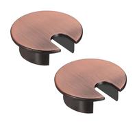 sourcing map 2 Pcs Desk Grommet 1.4 Inch, Zinc Alloy Round Desk Hole Cover Wire Cable Cord Organizer for Home Office Computer Table Cables, 35mm, Copper
