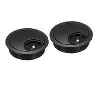 sourcing map 2 Pcs Desk Grommet 1.8 Inch, Zinc Alloy Round Desk Hole Cover Wire Cable Cord Organizer for Home Office Computer Table Cables, 45mm, Black