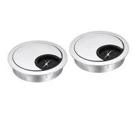 sourcing map 2 Pcs Desk Grommet 1.8 Inch, Zinc Alloy Round Desk Hole Cover Wire Cable Cord Organizer for Home Office Computer Table Cables, 45mm, Silver