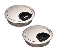 sourcing map 2 Pcs Desk Grommet 2.07 Inch, Zinc Alloy Round Desk Hole Cover Wire Cable Cord Organizer for Home Office Computer Table Cables, 52.5mm, Silver