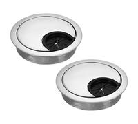 sourcing map 2 Pcs Desk Grommet 2.07 Inch, Zinc Alloy Round Desk Hole Cover Wire Cable Cord Organizer for Home Office Computer Table Cables, 52.5mm, Matte Silver