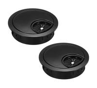 sourcing map 2 Pcs Desk Grommet 2.07 Inch, Zinc Alloy Round Desk Hole Cover Wire Cable Cord Organizer for Home Office Computer Table Cables, 52.5mm, Black