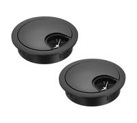sourcing map 2 Pcs Desk Grommet 2.1 Inch, Zinc Alloy Round Desk Hole Cover Wire Cable Cord Organizer for Home Office Computer Table Cables, 53mm, Black