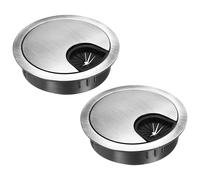 sourcing map 2 Pcs Desk Grommet 2.1 Inch, Zinc Alloy Round Desk Hole Cover Wire Cable Cord Organizer for Home Office Computer Table Cables, 53mm, Dark Silver