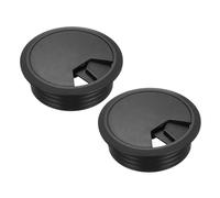 sourcing map 2 Pcs Desk Grommet 2.4 Inch(60mm), Round Desk Cord Hole Cover Wire Cable Organizer for Home Office Computer Table Cables, Black