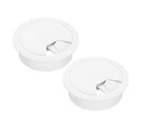 sourcing map 2 Pcs Desk Grommet 2.4 Inch(60mm), Round Desk Cord Hole Cover Wire Cable Organizer for Home Office Computer Table Cables, White