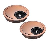 sourcing map 2 Pcs Desk Grommet 2.4 Inch, Zinc Alloy Round Desk Hole Cover Wire Cable Cord Organizer for Home Office Computer Table Cables, 60mm, Dark Copper