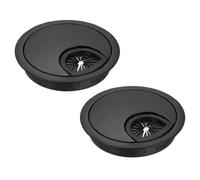 sourcing map 2 Pcs Desk Grommet 2.4 Inch, Zinc Alloy Round Desk Hole Cover Wire Cable Cord Organizer for Home Office Computer Table Cables, 60mm, Black