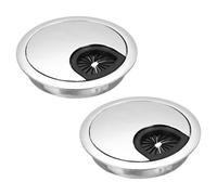 sourcing map 2 Pcs Desk Grommet 2.4 Inch, Zinc Alloy Round Desk Hole Cover Wire Cable Cord Organizer for Home Office Computer Table Cables, 60mm, Bright Silver