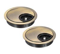 sourcing map 2 Pcs Desk Grommet 2.4 Inch, Zinc Alloy Round Desk Hole Cover Wire Cable Cord Organizer for Home Office Computer Table Cables, 60mm, Light Bronze