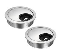 sourcing map 2 Pcs Desk Grommet 2 Inch, Zinc Alloy Round Desk Hole Cover Wire Cable Cord Organizer for Home Office Computer Table Cables, 49.5mm, Silver