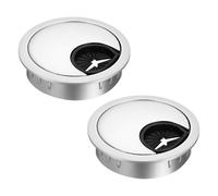 sourcing map 2 Pcs Desk Grommet 2 Inch, Zinc Alloy Round Desk Hole Cover Wire Cable Cord Organizer for Home Office Computer Table Cables, 49.5mm, Dark Silver