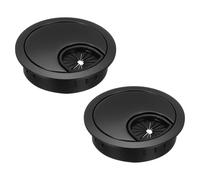 sourcing map 2 Pcs Desk Grommet 2 Inch, Zinc Alloy Round Desk Hole Cover Wire Cable Cord Organizer for Home Office Computer Table Cables, 49.5mm, Black