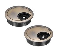 sourcing map 2 Pcs Desk Grommet 2 Inch, Zinc Alloy Round Desk Hole Cover Wire Cable Cord Organizer for Home Office Computer Table Cables, 49.5mm, Bronze