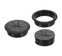 sourcing map 2 Pcs Desk Grommet, Fit 80mm/3.15" Plastic Cable Hole Cover Bulk Top Hat Grommet Desk Hole Cover for Cables Home Office, Black