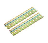 sourcing map 2 Pcs DIN Rail Slotted Iron Mounting Guide 6"(150mm) Long 35mm Wide 7.5mm High Bronze Tone