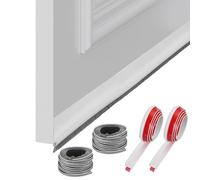 sourcing map 2 Pcs Door Bottom Sweep, 39 x 1 Inch Adhesive Under Door Draft Strip Silicone with Brush for Cold Insulation Exterior Interior Door Blocker Noise, White