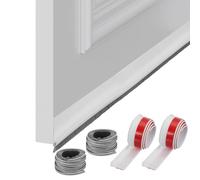 sourcing map 2 Pcs Door Bottom Sweep, 39 x 2 inch Adhesive Under Door Draft Strip Silicone with Brush for Cold Insulation Exterior Interior Doors Blocker Noise, White