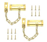 sourcing map 2 Pcs Door Chain Lock, Security Chain Door Guard with Screw, Heavy Duty Lock for Home Office, Hotel Apartment, Inside Door, Brass Tone
