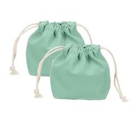 sourcing map 2 Pcs Drawstring Makeup Bag, 4.7" Canvas Cosmetic Bag Women's Make Up Bags Toiletry Organizer Pouch for Travel Toiletries Accessories, Light Green