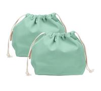 sourcing map 2 Pcs Drawstring Makeup Bag, 7.3" Canvas Cosmetic Bag Women's Make Up Bags Toiletry Organizer Pouch for Travel Toiletries Accessories, Light Green
